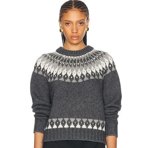 RONY KOBO Dangela FairIsle Sweater in Slate Grey Ivory Sz M